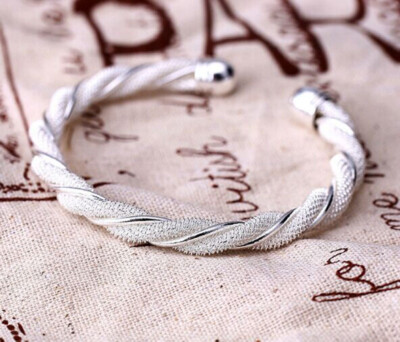 925 Sterling Silver Women's Twist Bracelet Size Adjustable Fashion