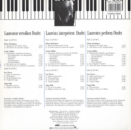 EMMANUEL DURLET Piano Works RODRIGUES MULLER DEVOS HILL PIANO EMI A065-2706291 - Picture 2 of 3