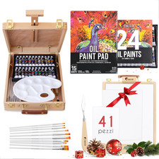 Set Pittura Da Tavolo, 41 Pezzi : 24 Tubi Colori a Olio per Dipingere 3 Tele 1 B