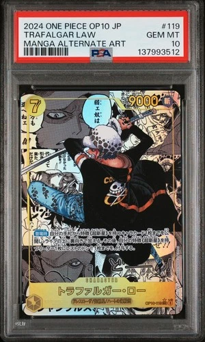 One Piece CCG Trafalgar Law Japanese Manga Alternate Art, OP10-119, PSA 10