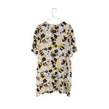 Loft Multicolor Floral Shift Dress Rayon Gathered Sleeve Size 12 Large