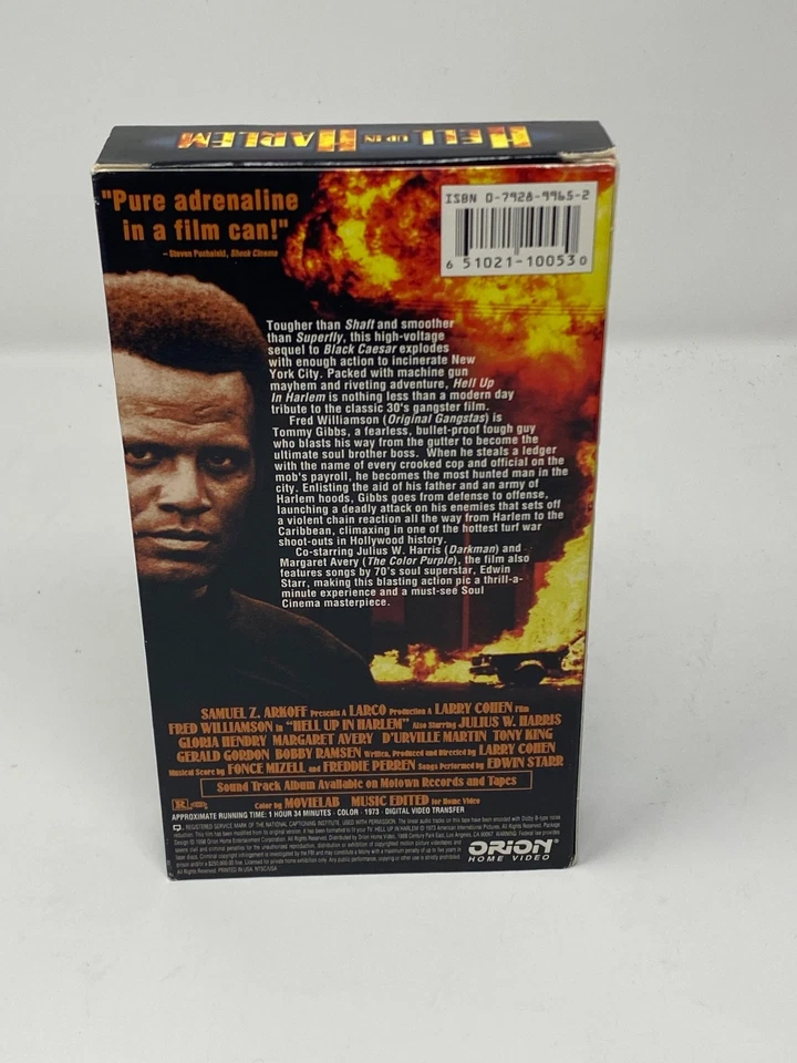 Hell Up In Harlem VHS Fred Williamson Soul Cinema w/Sleeve 1973 Rated R Nice! - Image 2 of 4