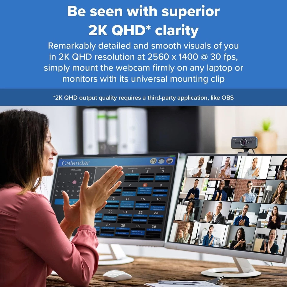 CREATIVE Live! Cam Sync V3 2K QHD USB Webcam with 4XDigital Zoom and Microphones - Image 2 of 4