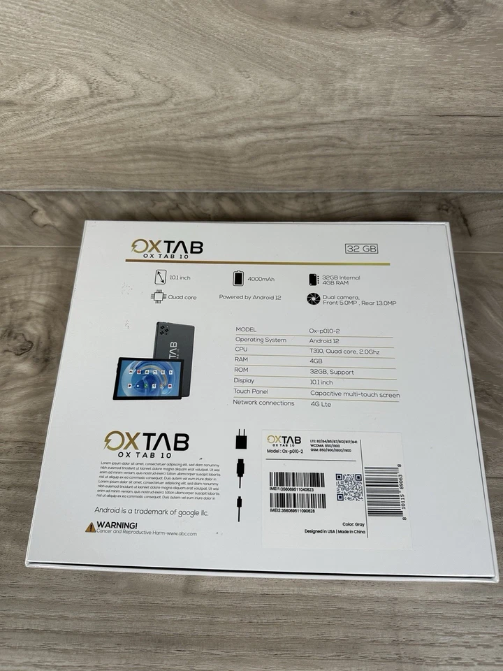 Ox Tab Gray Quad Core 10 Inch 32gb 4g Android Tablet No Sim Card Included New - Image 3 of 4