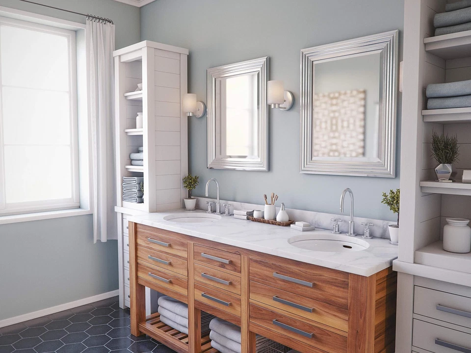 Espejo Lyonesse 60320 con acabado cromado, estilo costero, 30" de altura, 24" de ancho... Foto 2 de 4