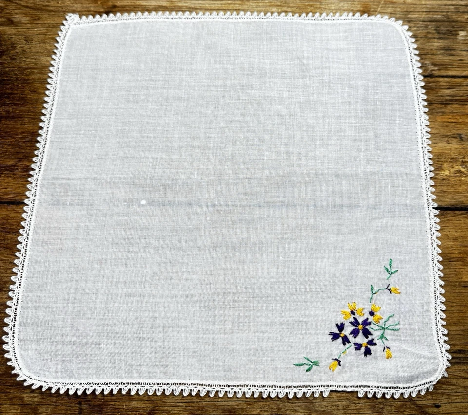 Лот из 10 винтажных хлопковых носовых платков носовых платков носовых платков вышитые причудливые рабочие татуированные - Изображение 3 из 4