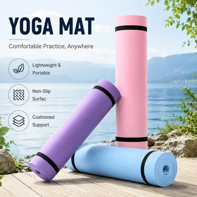 EVA Yoga Mat 15MM Thick Non-Slip Workout Exercise Fitness Pilates Gym Mat Pink - Image 1 of 4