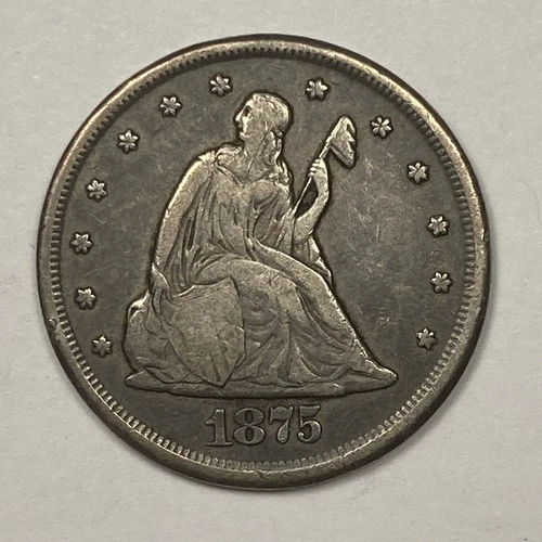 1875-CC Seated Liberty Twenty Cent .20. Nice Very Fine.