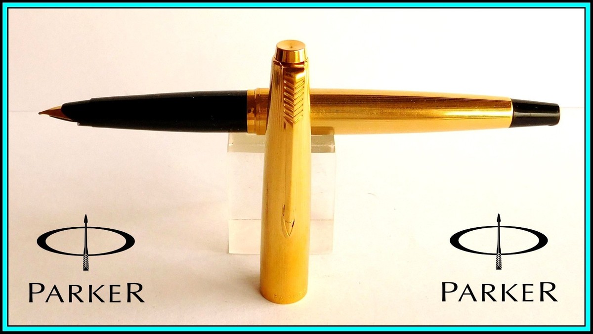 PARKER 45 INSIGNIA Black Tassie Fountain Pen 14k MEDIUM Nib with