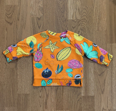 Molo Fruit Print Orange Cotton Crew Neck Long Sleeve Pullover Sweatshirt 68