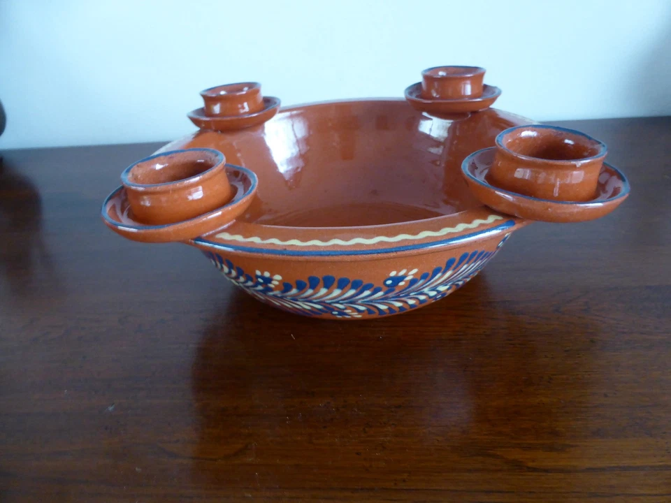 Alte Keramik Adventsschale Advent Bauernkeramik braun Handgemalt Vintage - Bild 2 von 4