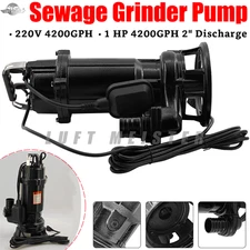 220V 4200GPH 1 HP Sewage Grinder Pump Sewage Pump 2" Discharge Auto Float Switch