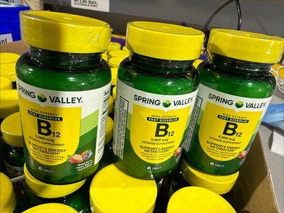3 Pack Spring Valley Extra Strength Vitamin B12 Fast-Dissolve 5000 mcg 45 Ct
