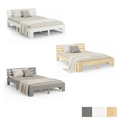 Massivholzbett aus Kiefer mit Lattenrost – modernes stabiles Bett – Homestyle4u - Bild 1 von 4
