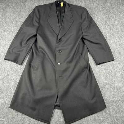 Canali Overcoat Mens 42R Black Wool Single Breasted Water Resistant Italy