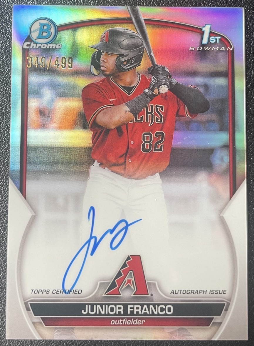 2023 Bowman Chrome Junior Franco 1st Bowman Refractor Auto /499 CPA-JFO view 1