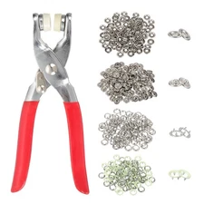 100Set Metal Snap Button Kit 9.5mm Hollow Prong Snap Button Fasteners Tool Beige