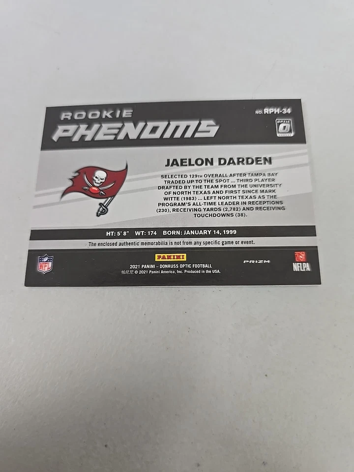 2021  Donruss  Rookie Phenoms Horizontal Jaelon Darden #RPH-34 Red Prizm (RC) - Image 2 of 2