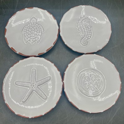 Set Of 4 Coral Reef Tidbit 5'' Plates By Mud Pie
