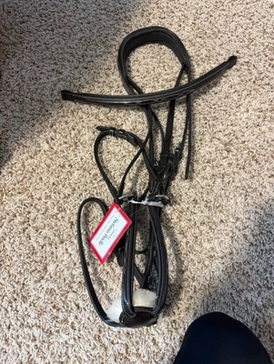 Nunn Finer Stefania Leather Snaffle Bridle Full Size Horse with Reins