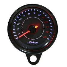 Akozon motorcycle rev counter + tachometer, dc 12v universal Schwarz, Black