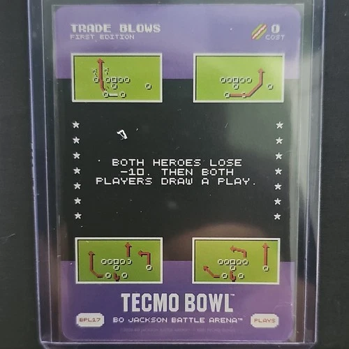 Tecmo Bowl Bo Jackson Battle Arena Trade Blows Bonus Play 17 Foil SSP Rare BPL17
