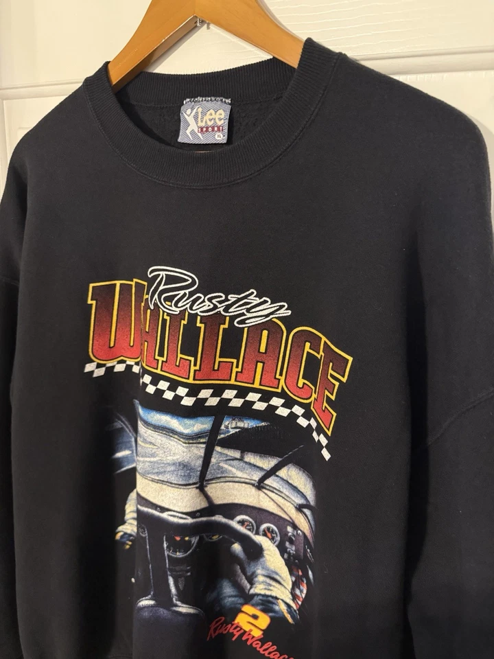 Sudadera XL Vintage Rusty Wallace #2 NASCAR Años 90 Nuez moscada Lee Pullover Deportivo Usada en Excelente Condición Foto 3 de 4