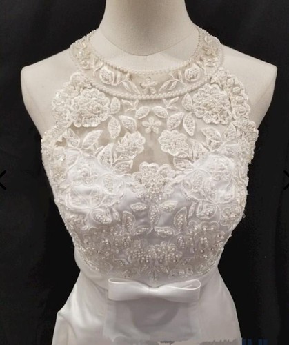 Beautiful Vtg Gloria Vanderbilt Sleeveless White Wedding Dress Size 4