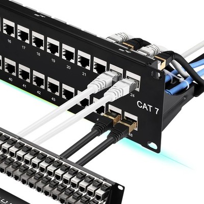 Rapink Patch Panel 48 Port Cat7 with Inline Keystone 10G Support, Coupler Pat...