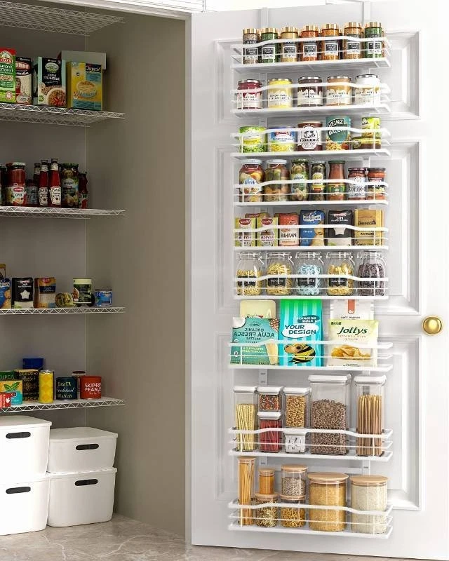 Metal Hanging Spice Rack Shelves 9-Tier Over The Door Pantry Organizer Pantry