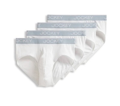 Jockey Essentials Mens 4Pack Lightweight Breathable Cotton Blend Briefs White XL