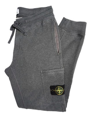 STONE ISLAND Men's S Gray Garment Dyed Cotton Jersey Pocket Joggers Sweatpants