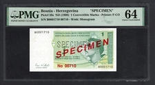 Bosnia-Herzegovina One Convertible Marka ND(1998) P59s "Specimen" UNC Grade 64