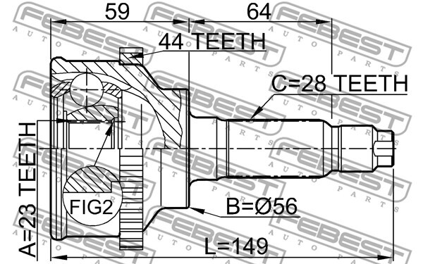 0510-018A44 FEBEST Joint Kit, drive shaft for MAZDA