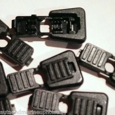 (10) Black Plastic Zipper Pulls Cord Lock Ends Paracord Tactical Tab Repair  #12