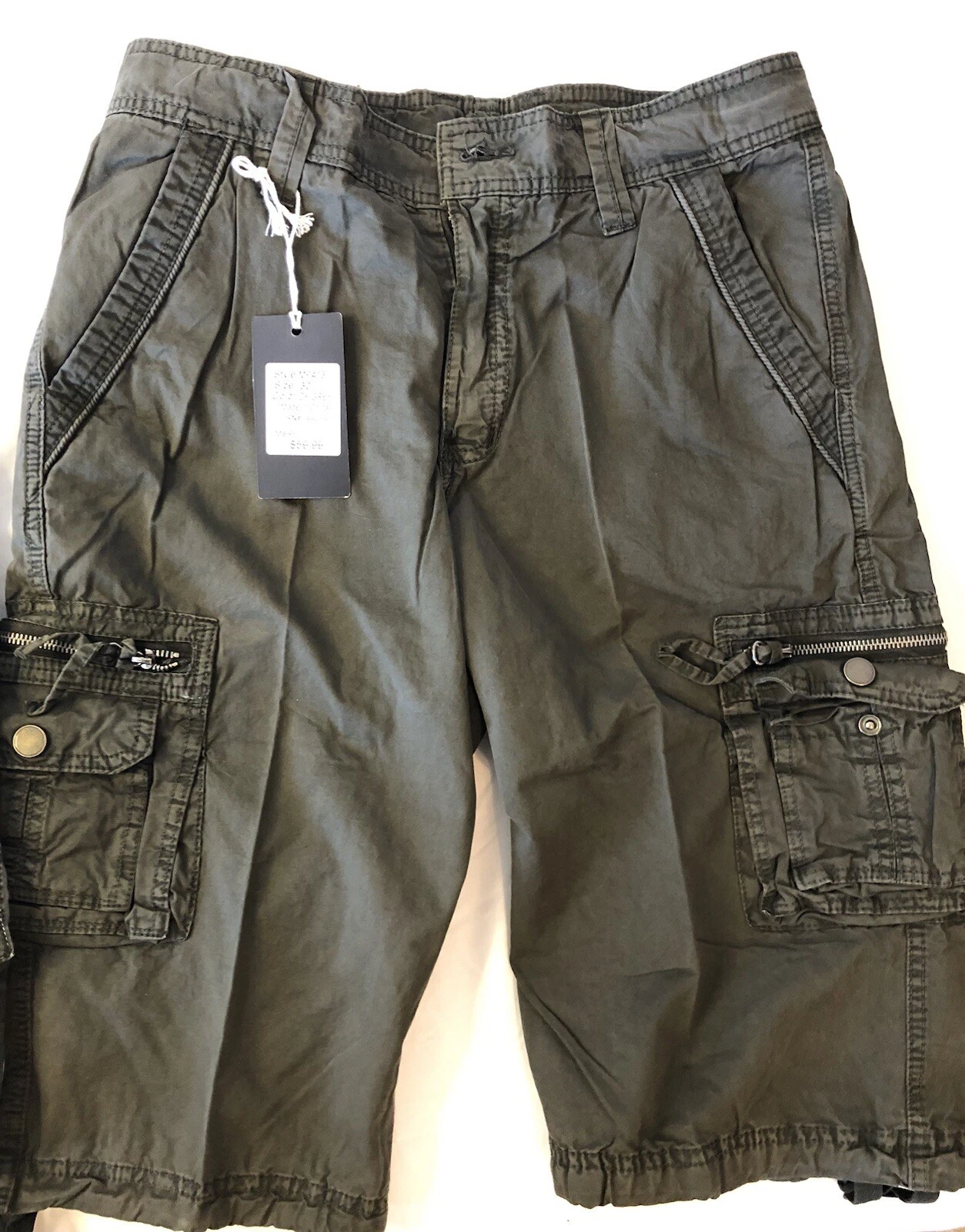 Lee Hanton Mens DK Grey Cargo Shorts Size 30 NWT
