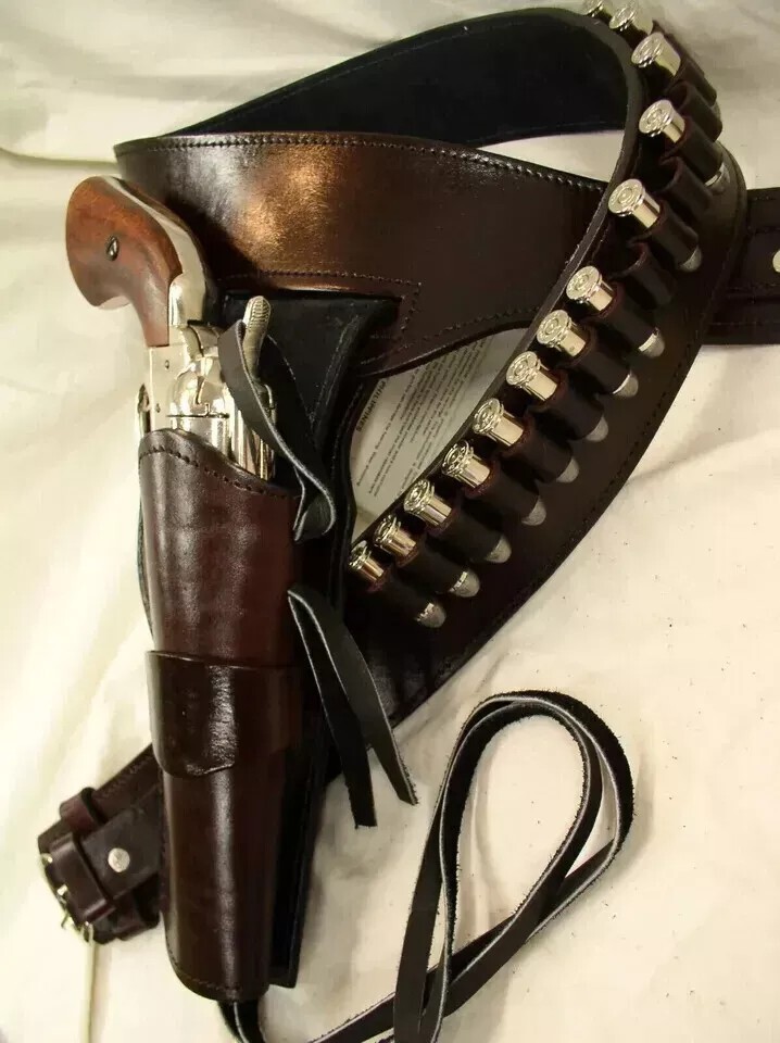 Western Gun Holster Belt Leather Revolver Pistol Tooled .22