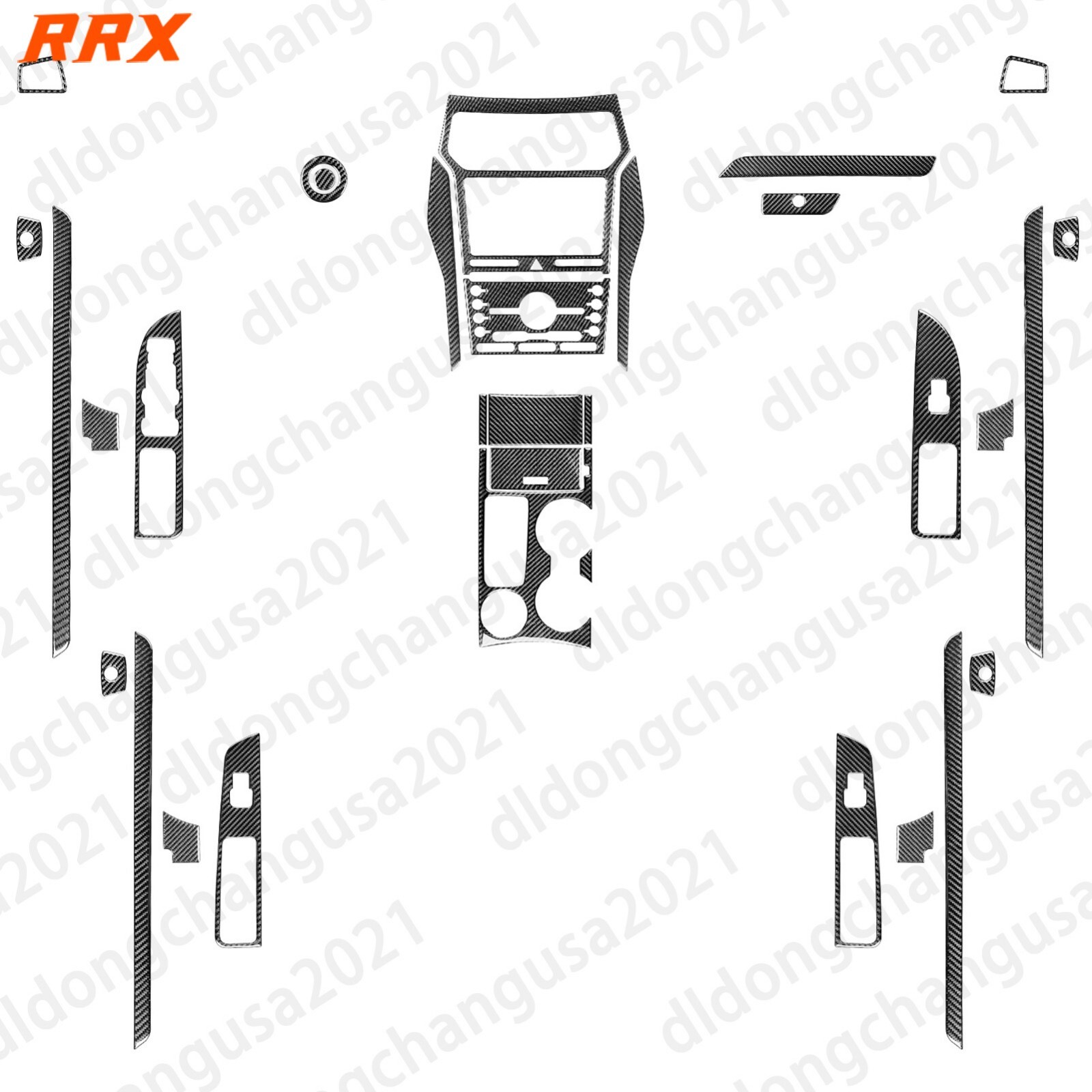 46Pcs Real Carbon Fiber Kits Full Interior Dash Trim For Ford Explorer 2013-2019