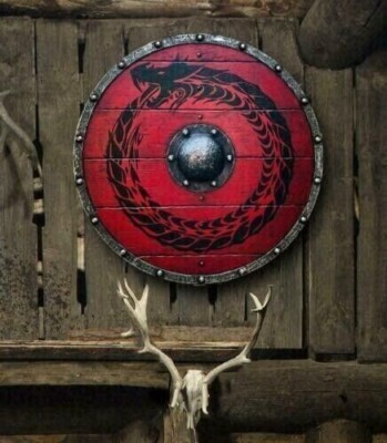 Round Shield Medieval Warrior Wooden Viking Shield  Dragon LARP SCA