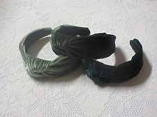 Handmade Retro Preppy Top Knot Green Sage Emerald Velvet Headband in 3 Shades