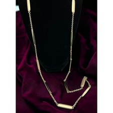 Vintage Liz Claiborne Necklace Chain Gold Tone Matte Glossy Link Bars 38" Long