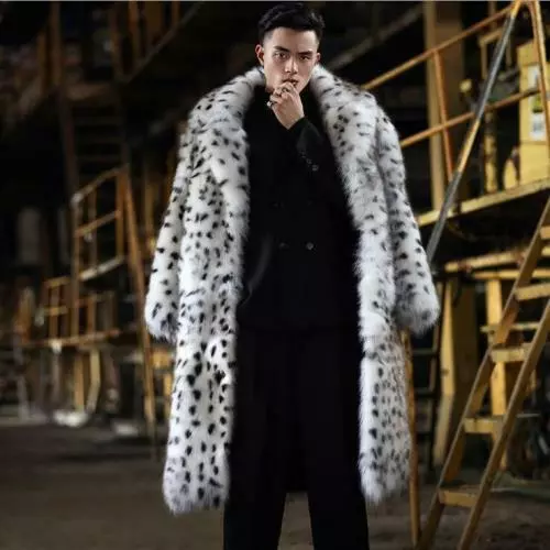 Mens faux top fur coat white