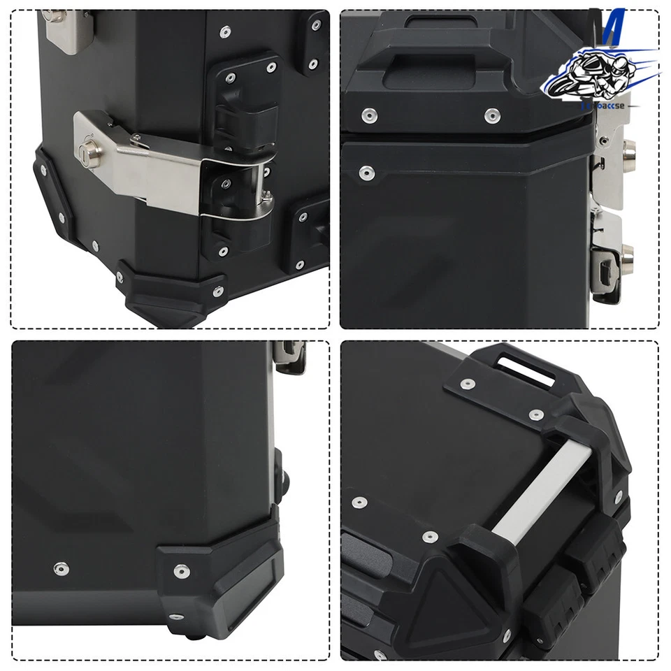 36L Motorbike Hard Side Saddlebag Box Trunk Tour with Support Racks 2×Side Case - Image 4 of 4