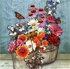  2 Two Paper Lunch Napkins for Decoupage/Mixed Media - Flowers at Home