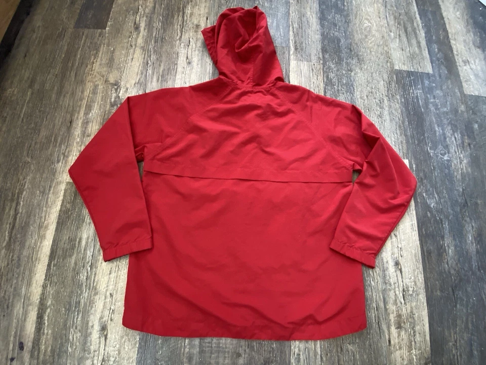 Chaqueta cortavientos vintage POLO Jeans Co. Ralph Lauren roja con capucha deletreada Med. Foto 3 de 4