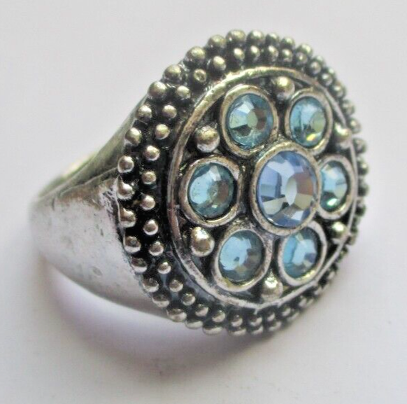 Bague Vintage Argent 925 Avec Aigue-marine étoile - Taille 57, Sertie, Magnifique