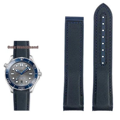 Rubber WatchBand Strap Silver Clasp For Omega Seamaster Planet Ocean