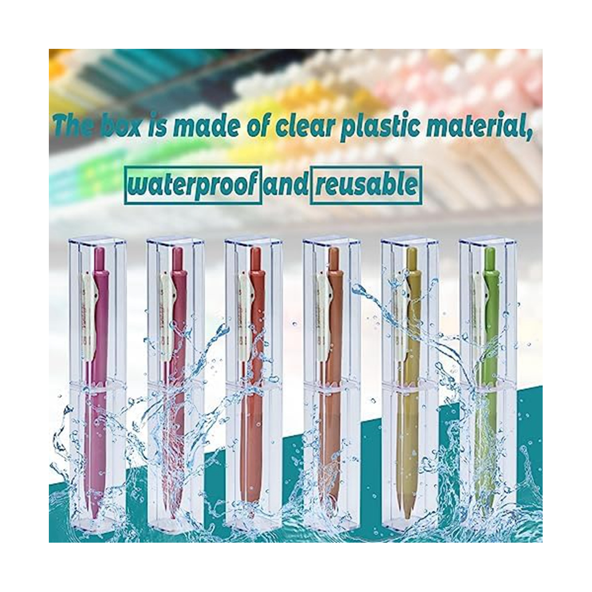 2X(25Pcs Reusable Pen Gift Box Set Empty Plastic Pen Storage Container