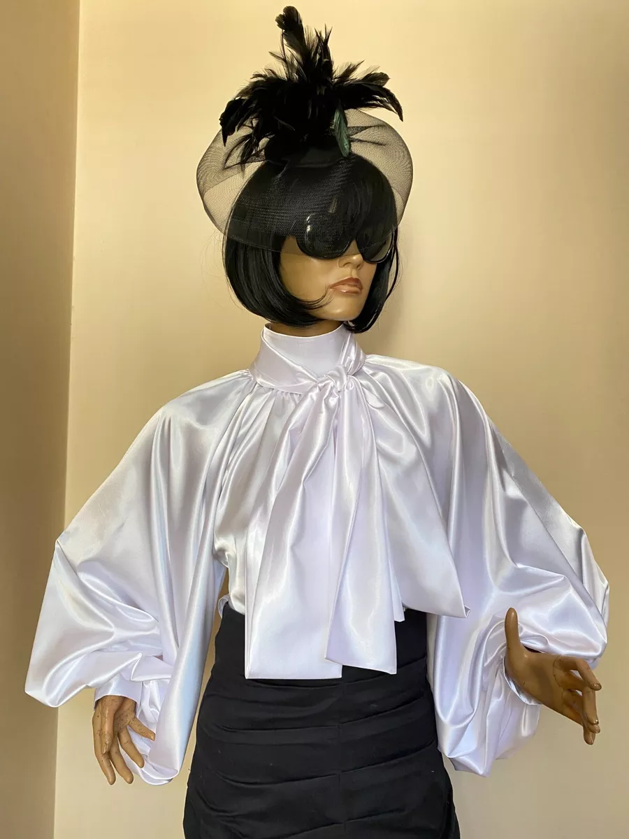 White satin high neck top cheap