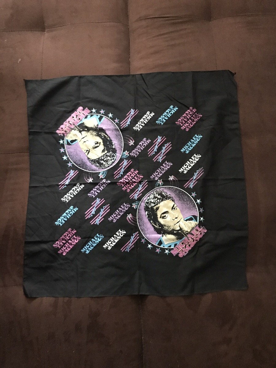 Vintage 1982 Michael Jackson Thriller Black Multicolor Scarf